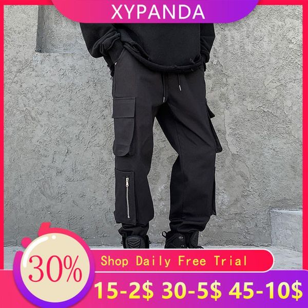 

men's pants xypanda trendy personality wild casual fashion loose beam cargo trend overalls men, Black