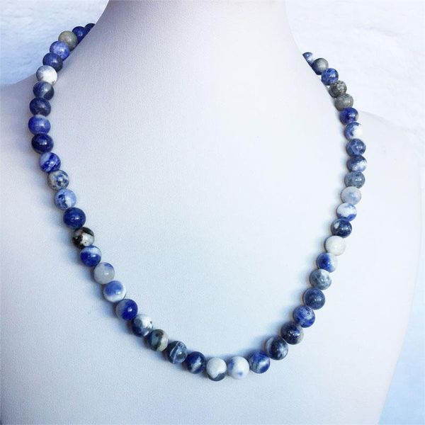 

chains brazil colorful sodalite jasper necklace women white blue natural stone jewelry choker luxury girl gift fashion cute chain, Silver