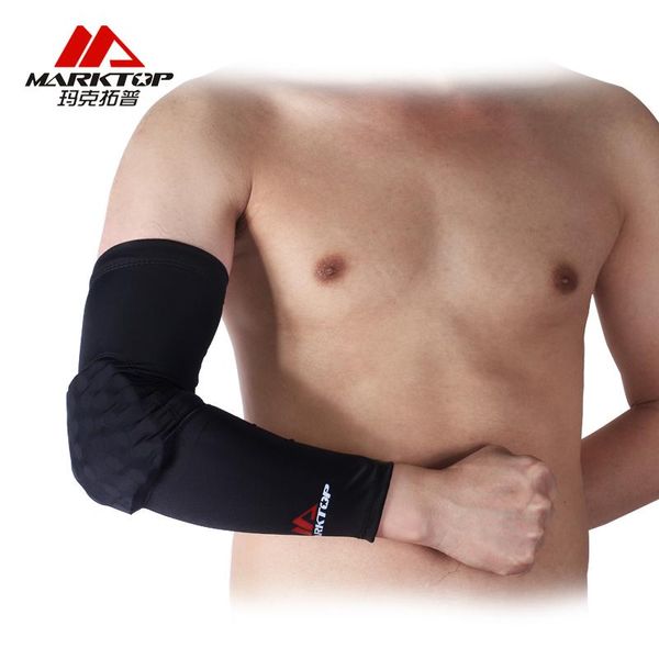 

elbow & knee pads markhigh elastic honeycomb arm sleeve armband basketball soccer volleyball support brace sports safety fzhb, Black;gray