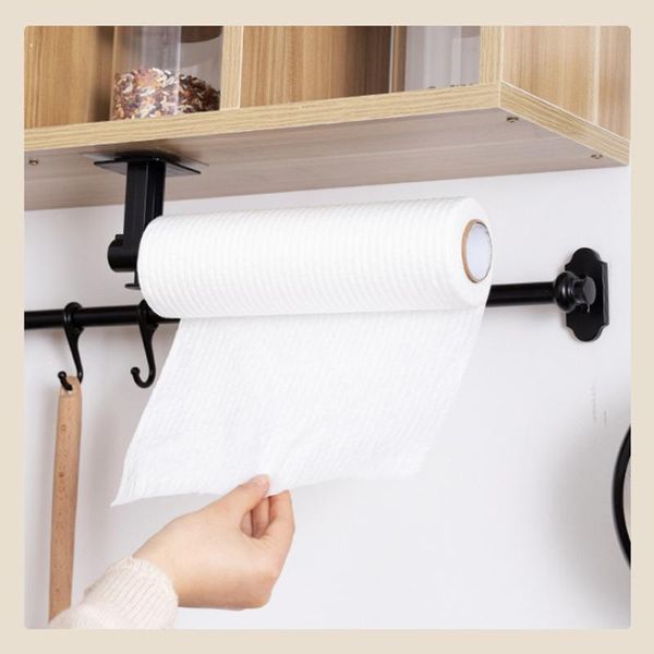 

kitchen self-adhesive under cabinet hook flexible paper roll rack towel holder tissue hanger storage for bathroom toilet & organization