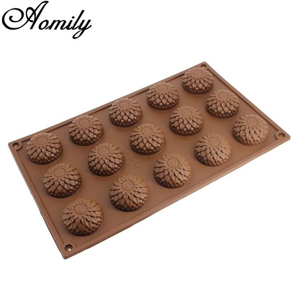 

baking & pastry tools aomily 15 holes 3d chrysanthemum sunflower shaped silicone soap candy fondant chocolate kitchen mould cookies cake mol
