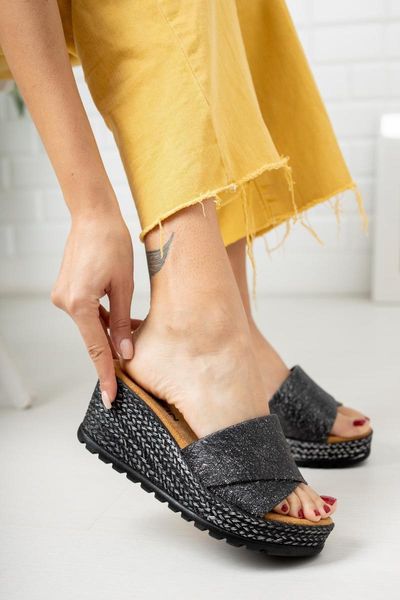 

slippers daisy wedges, Black