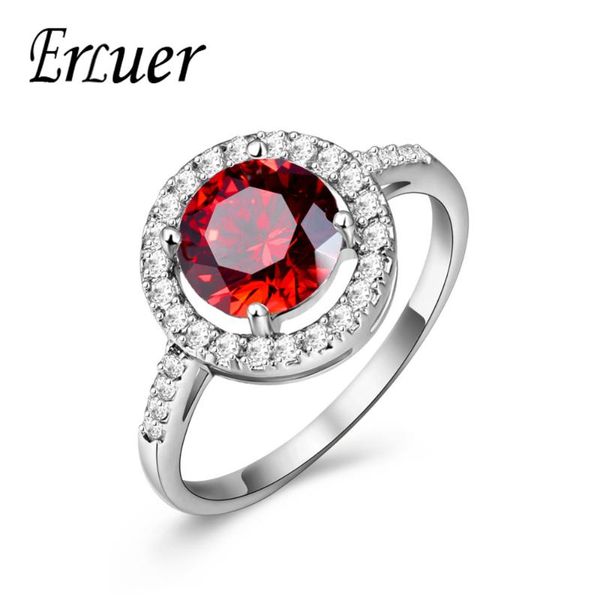 

wedding rings erluer fashion for women girls round big crystal cubic zircon jewelry rose gold/silver plated finger gifts, Slivery;golden