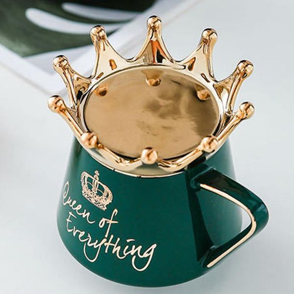 

mugs queen of everything mug with crown lid and spoon ceramic coffee cup gift for girlfriend wife tn99