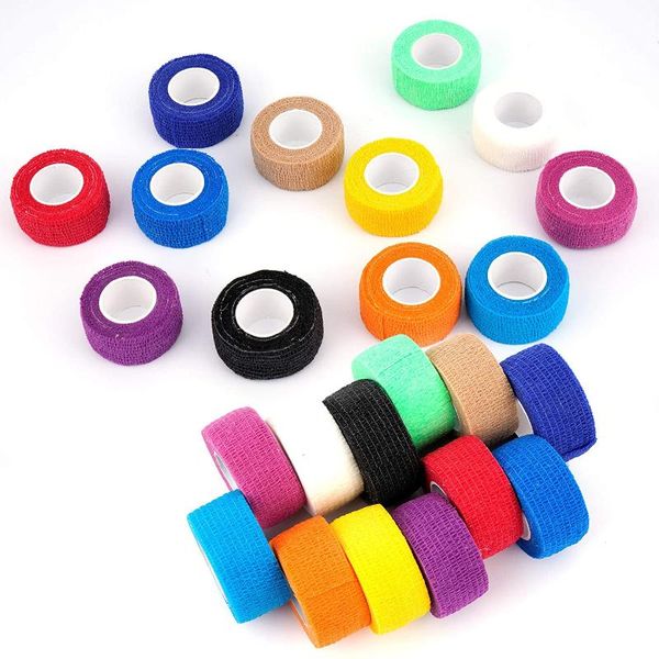 

elbow & knee pads 18 pack 1 inch x 5 yards bandage wrap self adherent breathable adhesive rolls cohesive athletic, Black;gray