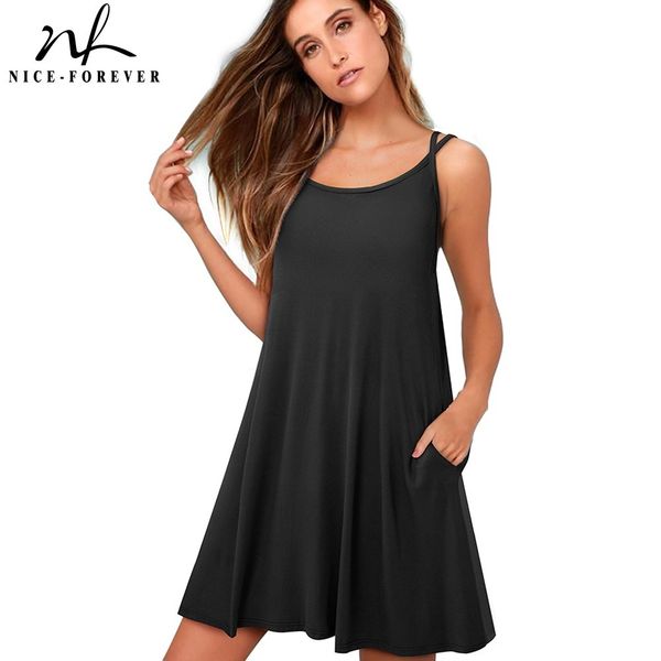 

nice-forever summer women beach slip short dresses straight shift oversized casual dress a217 210419, White