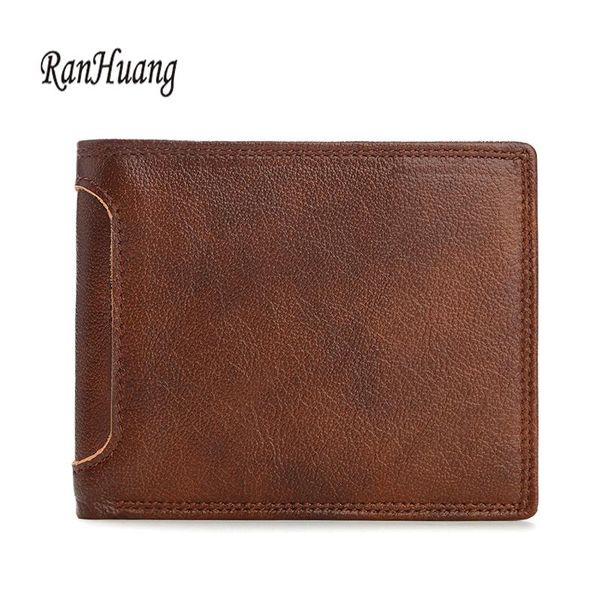 

wallets ranhuang 2021 men genuine leather wallet short design men's vintage thin card holder coin purses a787, Red;black