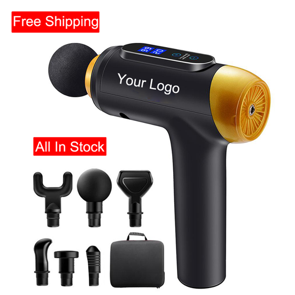 

massage gun 20 gears lcd touch screen high frequency muscle relax body relaxation electric massager with portable bag 6 heads