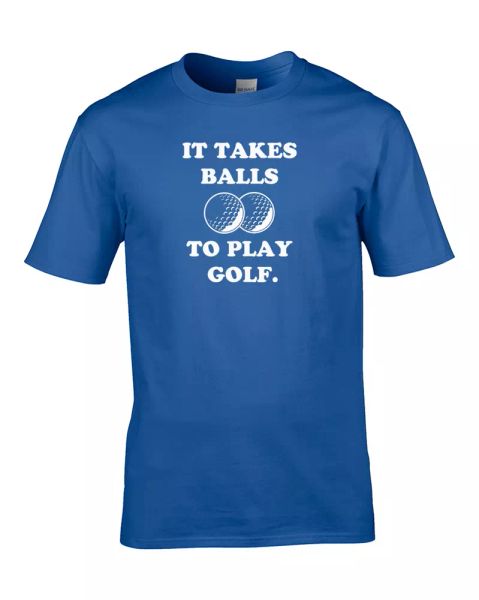 

it takes balls to play golf- funny, silly, witty men's t-shirt, White;black