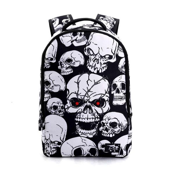 

skull lapbackpack large capacity punk rock printing school bags for boys casual