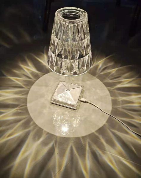

table lamps usb acrylic crystal diamond lamp rechargeable bedroom bar el decoration led night light gift touch switch