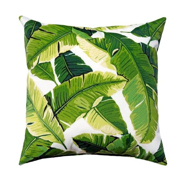 

pillow case banana leaf outdoor cover, palm green pillow, tropical cushion, swaying leaves pillow1