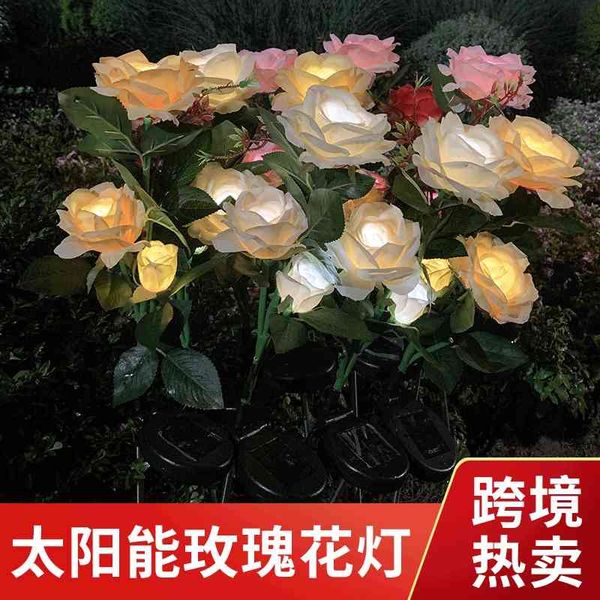 

outdoor solar flower rose garden landscape lawn lamp