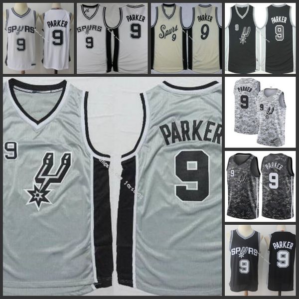 

san antonio spurs men #9 tony parker green retro basketball jersey, Black