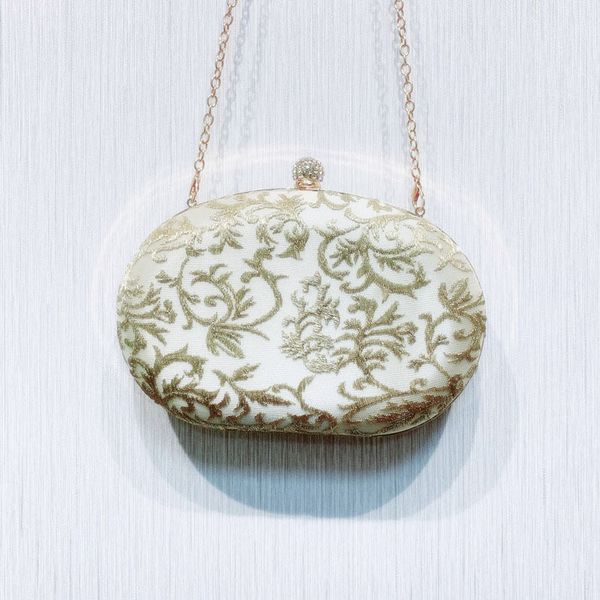 

women evening clutch bag blue white handbag oval shape vintage cheongsam purse wedding party small messenger