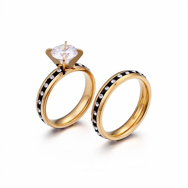 

wedding rings color/gold stainless steel lovers' for women men bands bague engagement anillos mujer jewelry, Slivery;golden