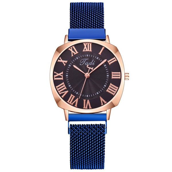 

wristwatches 2021 fashion arrival watch, magnet with alloy mesh belt european and american personalized quartz watch, Slivery;brown
