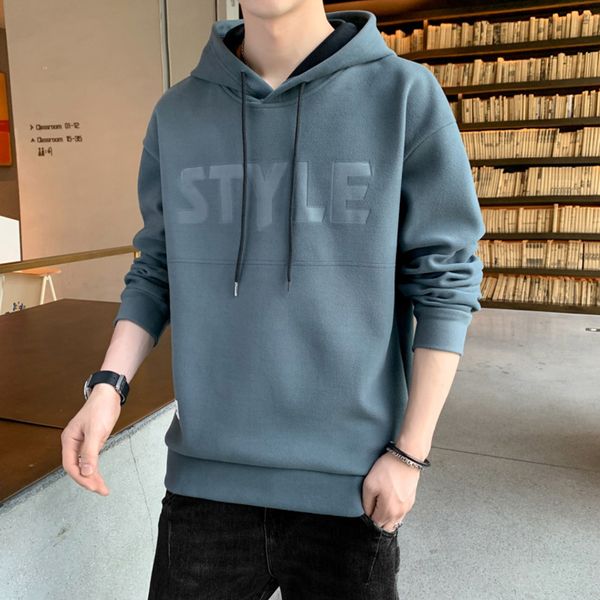 

2021 hooded bottomed sweater spring and autumn trend versatile casual pullover men's coat, Black