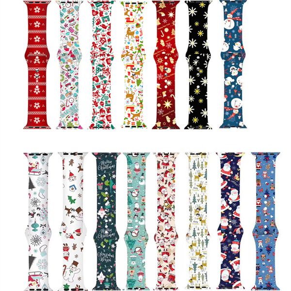 Correias inteligentes Natal Silicone Apple Watch Band Correias inteligentes para iwatch 45678SEULtra Marca Pulseiras 38mm 40mm 41mm 42mm 44mm 45mm DHL 32 cores ITHV