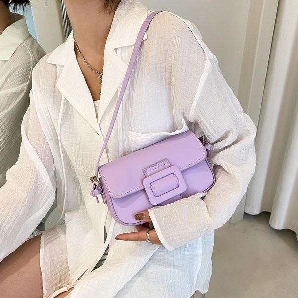 

evening bags fashion women small shoulder solid color pu leather underarm bag ladies square buckle flap female handbags and purses