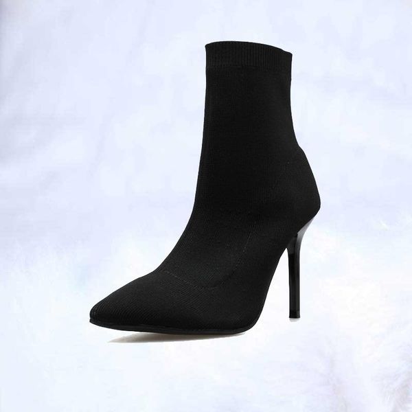 

boots style ladies ankle 2021 winter black pointed sleeve wine ring heel high