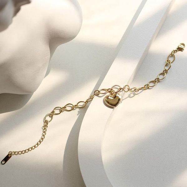 

charm bracelets rhysong peach heart cute women bracelet no fade stainless steel moda mujer pulseras gold jewelry fashion thick hand chain, Golden;silver