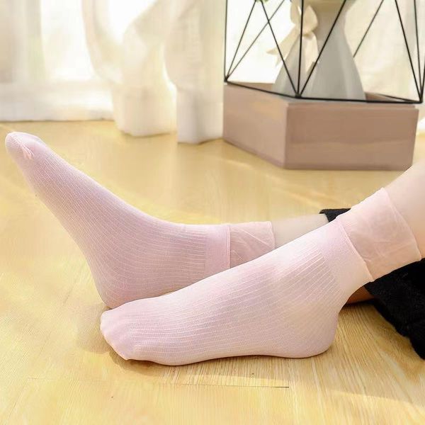

socks summer kids girls children mesh ultra-thin breathable elastic sheer tube, Pink;yellow