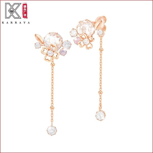 

karraya whole body s925 silver new floret earrings women's long tassel pendant korean 803, Black