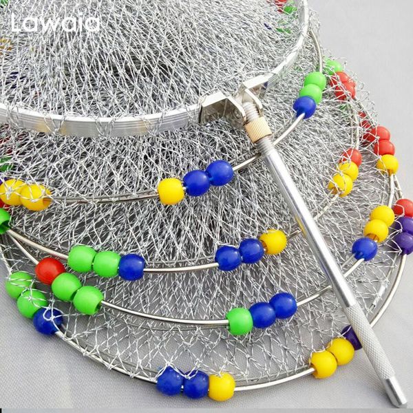 

fishing accessories lawaia stainless steel mesh circle hand-woven fish cage net bag anti-hanging quick-drying outdoor river pond