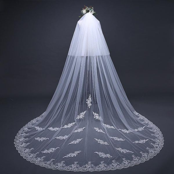 

bridal veils wedding veil tail beautiful lace elegant long train, Black