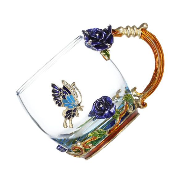 

set glass tea mug european style enamel water cup drink with spoon mugs
