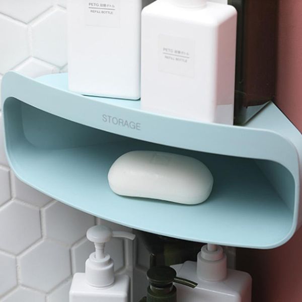 

bathroom storage & organization 2-layer corner shelf shelves plastic wall-mounted tripod racks leaking hole punch-drain