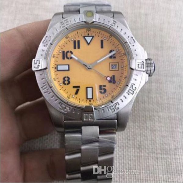 

quality men's stainless high steel orange dial sea wolf automatic mechanical dress watch, Slivery;brown