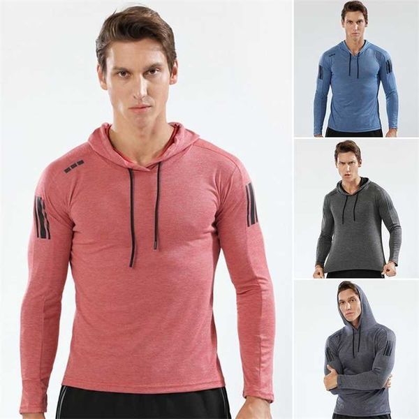 

plus size 3xl men thin elastic long sleeve drawstring hoodie sports gym workout sweatshirt men's hoodies autumn, Black