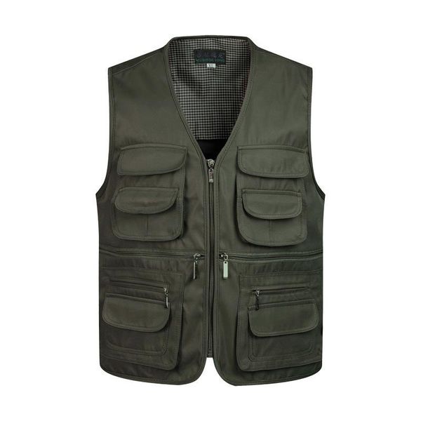 

men's vests spring and autumn vest middle-aged man fishing pography multi-pocket jacket, Black;white