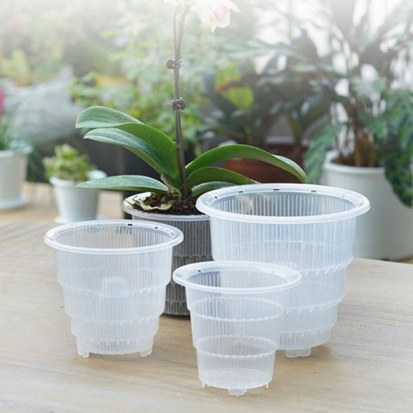 

planters & pots plastic clear orchid flower mesh holes pot container planter home gardening decoration succulent plants ll