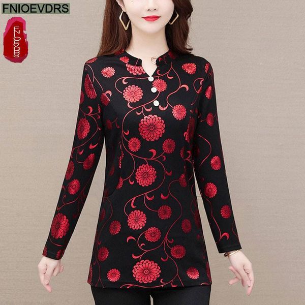 

women's blouses & shirts l-5xl 2021 women casual fashion letter plaid printing lady retro vintage long year red button peplum elegnt bl, White