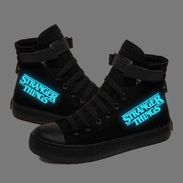 

shoes blue luminous velcro shoes strange story digo canvas couple, Black