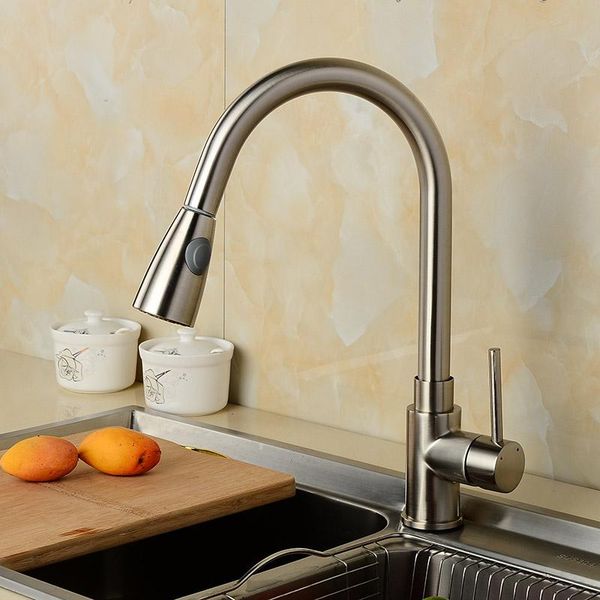 

kitchen faucets 360 degree swivel pull out faucet and cold water torneira 2 functions chrome solid brass one handle mixer sink tap