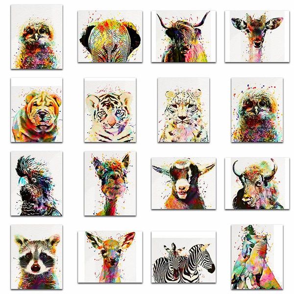 

diamond painting full square mosaic colorful animal 5d diy tiger round embroidery cross stitch cattle