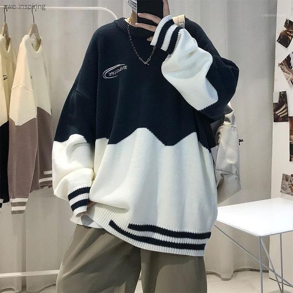 

men's sweaters awe-inspiring sweater male handsome loose knit long-sleeved couples winter autumn and fashion trend 2021, White;black