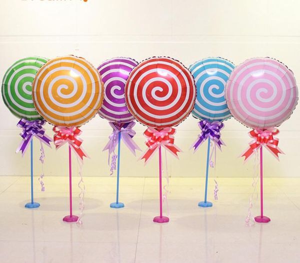 

party decoration 12pcs/lot colorful candy foil balloons 18 inch round lollipop aluminum balls wedding birthday baby