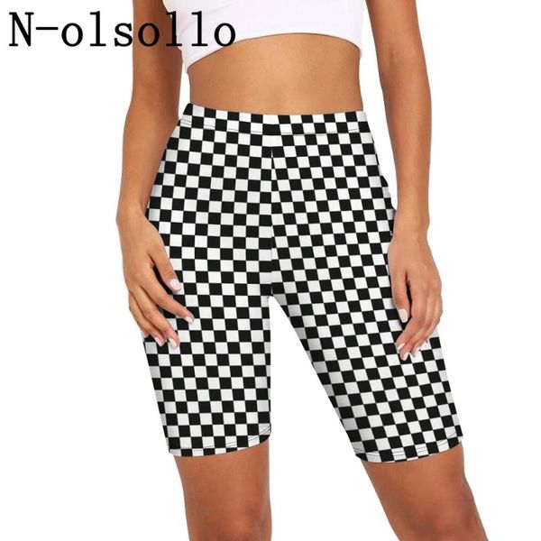 

women's leggings n-olsollo 3d mosaic print 1/2 women breeches elastic slim jogger high waist capri pants jegging short, Black