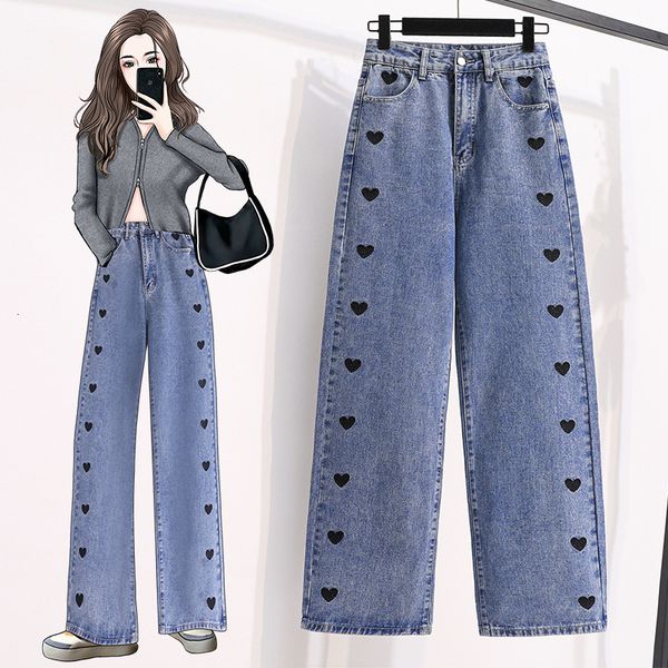 

women's jeans cotton large size versatile slim straight pants spring and autumn high waist trousers jeans floor, Blue
