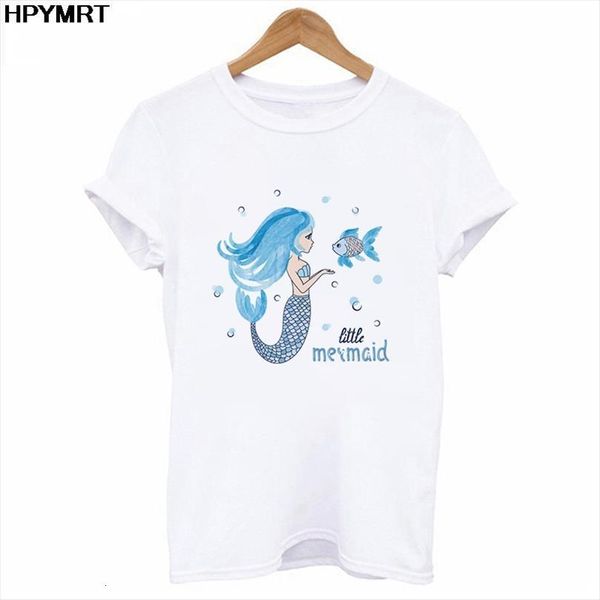 

the mermaid summer and women mens t shirt fashion thin section harajuku printed leisure streetwear female clothes, White;black