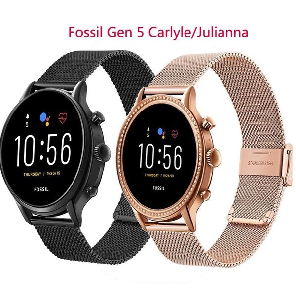 

watch bands milanese stainless steel watchband for gen 5 carlyle garrejulianna men women band quick release strap mesh belt, Black;brown