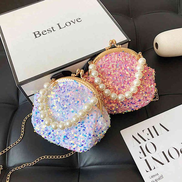 

spring 2021 sequin and summer fashion pearl hand-held women's bag