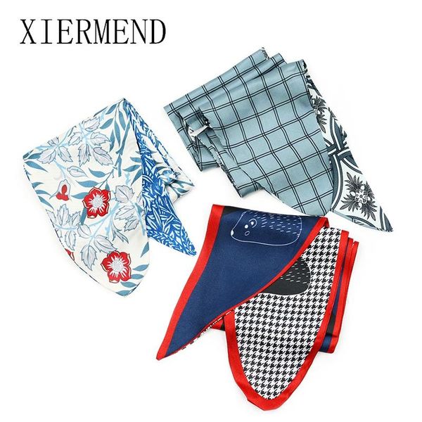 

scarves spring dress french printed scarf female korea style western fashion long silk hair band women skinny, Blue;gray