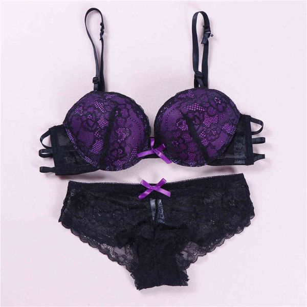 Nxy Sexy Set Nova Moda Lace Sexy Fino Profundo V-Neck Push Up Underwear Hot-Vendendo Vintage Vintage Color Série Sul Set Top Quality Lingerie Sets 1128