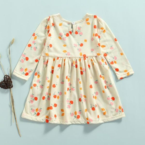 

girl's dresses toddler casual a-line dress baby girls stripe/fruit print long sleeve round neck, Red;yellow